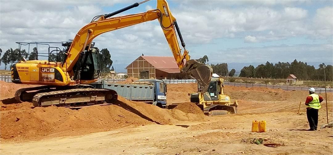 Hamerkop construction site with excavators and earthworks in progress