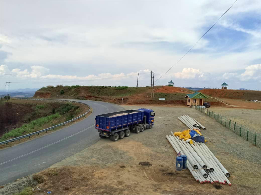 Drone view of Hamerkop civil works and road construction site